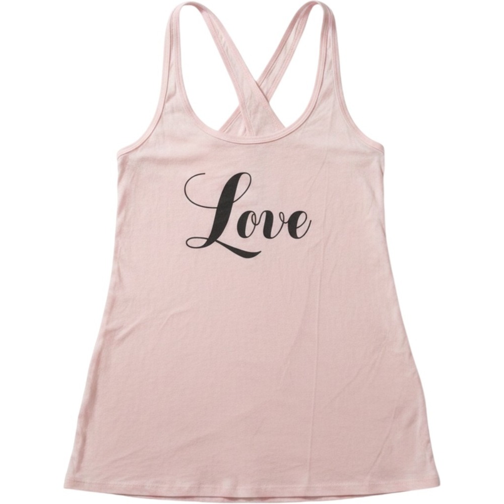 Victorias Secret Pink Love Graphic Tank Top Criss Cross Back Womens Large